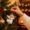 Festive Tree Ornament Christmas Angel Pendant with Lanyard, 2D Flat Acrylic Hanging for Holiday Gift Decoration, Cute Decor Party Car Window Stocking