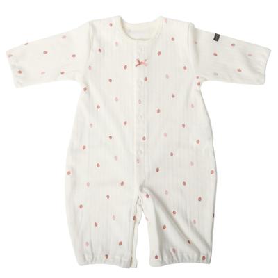 Petit Tailleur Newborn Two-Way Coverall Romper, Made In Japan, 100% Organic Cotton, Sizes 50-60cm (Strawberry, Sizes 50-60cm)