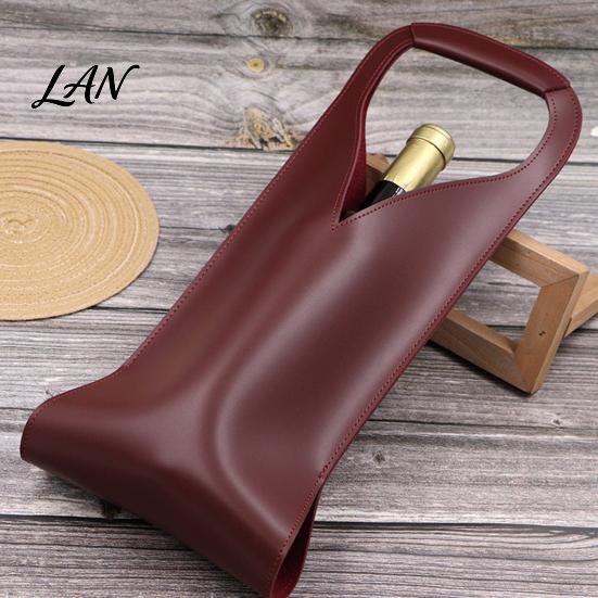 Wine Tote Bag Faux Leather Bag, Portable Carrier Pouch, Waterproof Bottle Pouch Single Holder Protector Sleeve for Champagne Beer