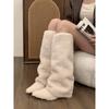 Niche wedge heel plush cotton shoes long boots children's season pointed head medium tube knight boots