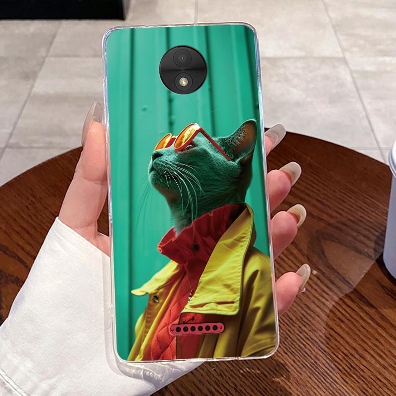 Casing For Motorola Moto C Plus Case Aesthetic Cute Cat Astronaut Transparent Soft Silicone Back Cover Moto C CPlus Phone Case