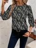 Brown and White Checked Mid-Sleeve Shirt with Ruffle Cuff Detail