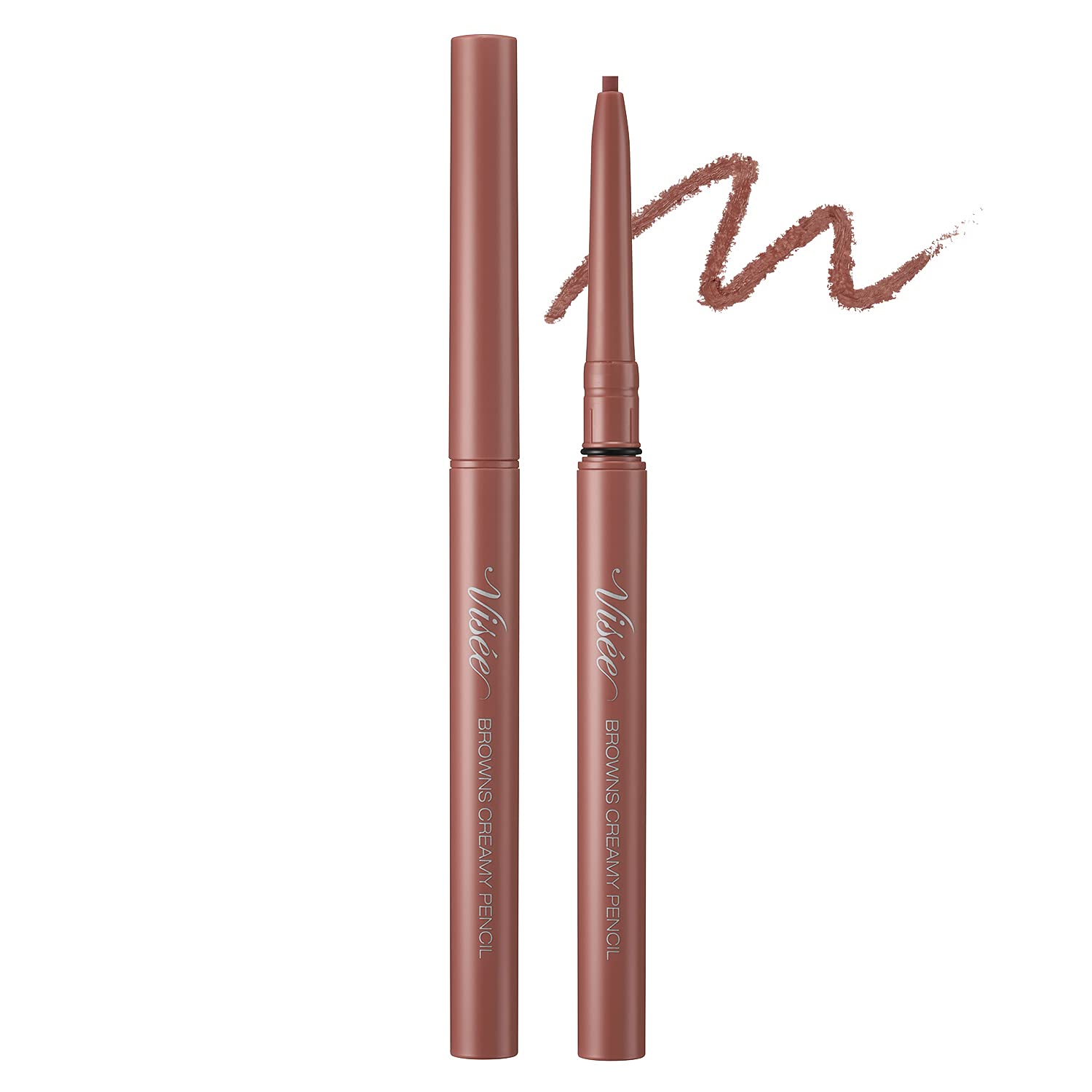 Visee Riche Browns Creamy Pencil Pink Eyeliner, Fragrance-Free, BR302, Brown, 0.1g (x 1)