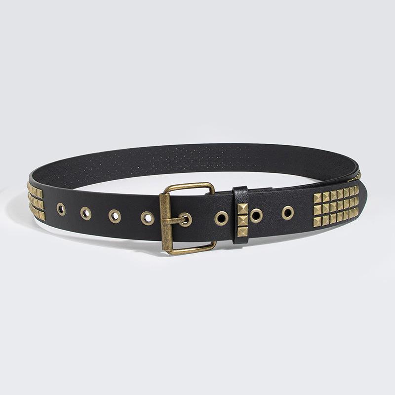Ladies' Basic Square Studs Punk Street Style Stylish and Rustic Style Women's Belt, Eye-catching Women's Belt