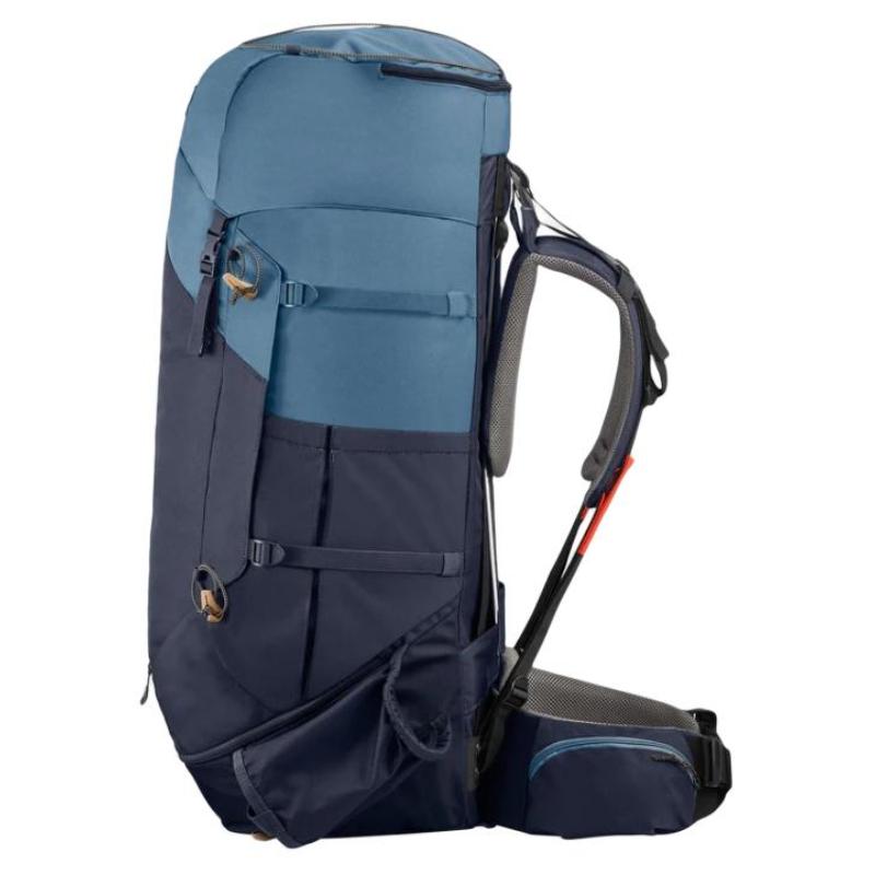 DECATHLON 60L Trekking Solid Colour Versatile Polyester Outdoor Hiking Bag Backpack School Bag Women's Blue Grey