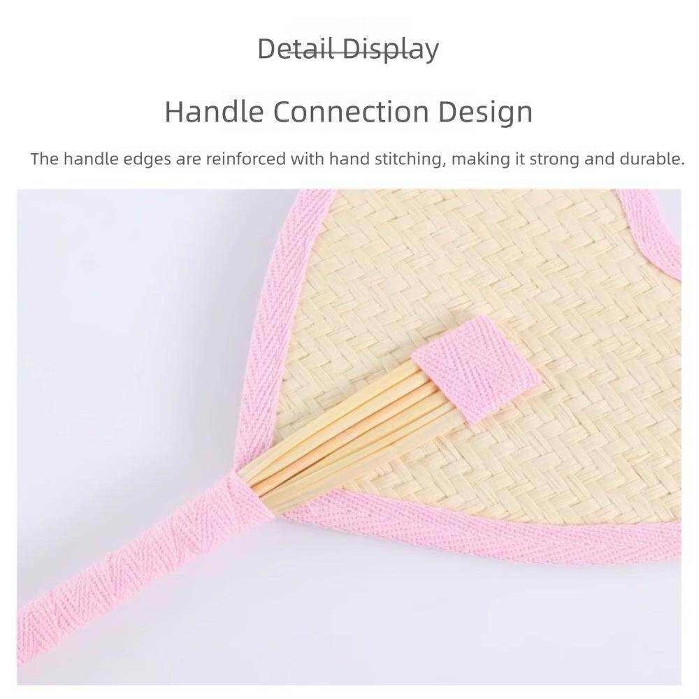 Lightweight Weaving Hand Fan with Colorful Edging Cooling Fan Natural Handmade Raffia Fans  Summer