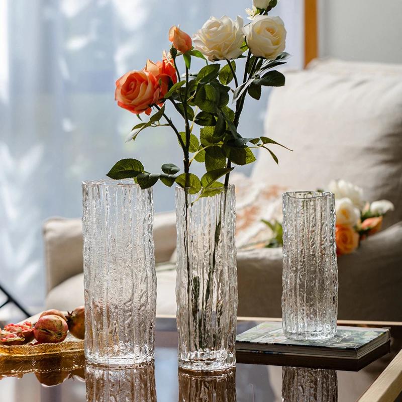 Vase Ornament Living Room Flower Arrangement Glass Transparent Light Luxury High-end Feeling Water Nourishment Lily Rose Hydropo