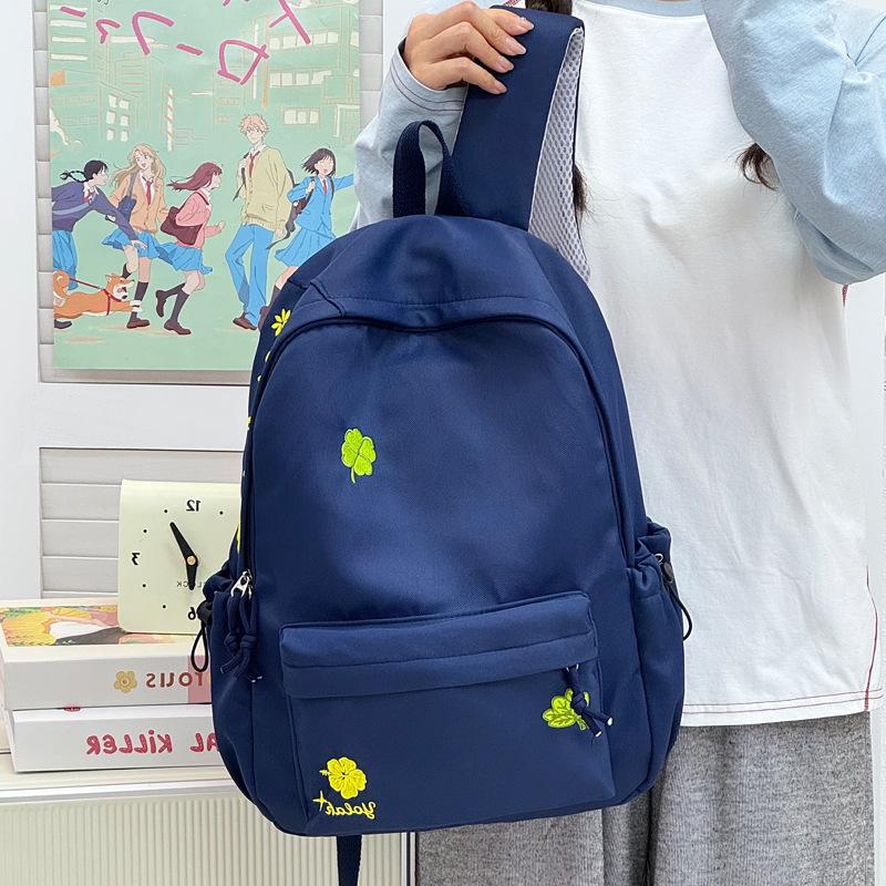 Schoolbag Schoolbag New College Students Junior High School Students Backpack Simple Four-leaf Clover Versatile Large Capacity Campus Backpack