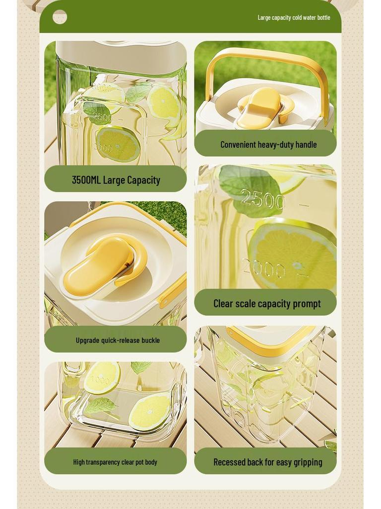 Portable Large-Capacity Cold Water and Beverage Pitcher for Tea, Juice, and Cold Brew