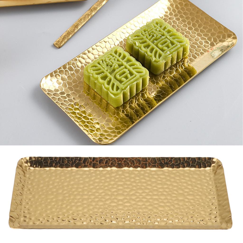 25x11cm Towel Hammered Trays Stainless Steel Multi Purpose Dishwasher Safe Dessert Tray Plate for Home Restaurant