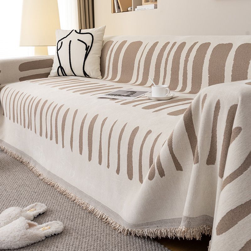 Thicken Chenille Blanket Classic Black Stripe Sofa Blanket Summer Couch Non Slip Blanket Office Nap Shawl Cushion Sofa Covers