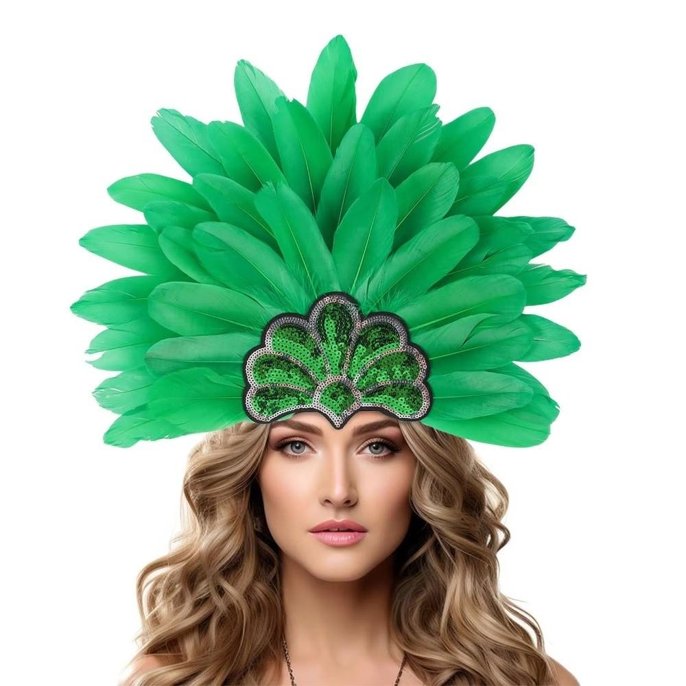 Brazilian Carnival Feather Headpiece Stage Performance Feather Headdress  Hawaiian Party Accessory