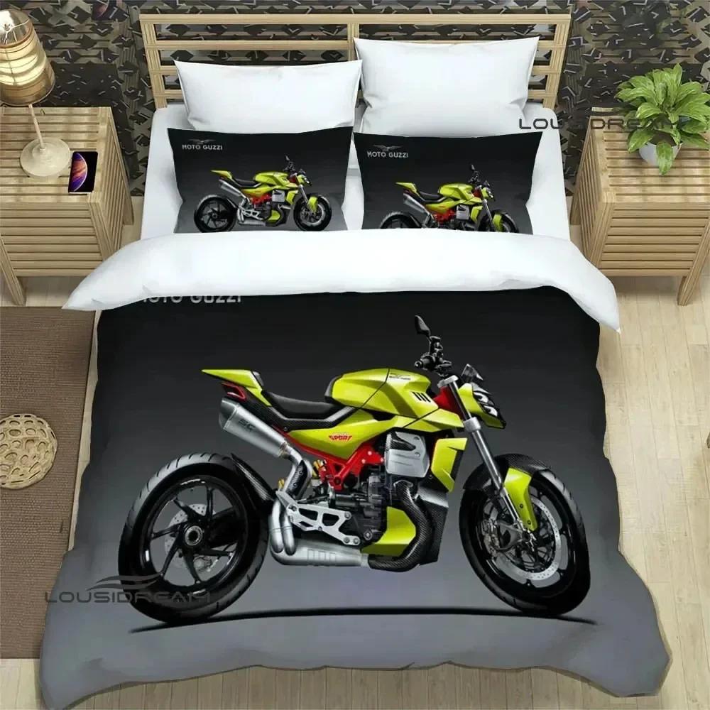 Luxury New 3D Print Guzzi Motorcycle Bedding Sets Exquisite Bed Supplies Set Duvet Cover Bed Bedding Set Luxury Birthday Gift