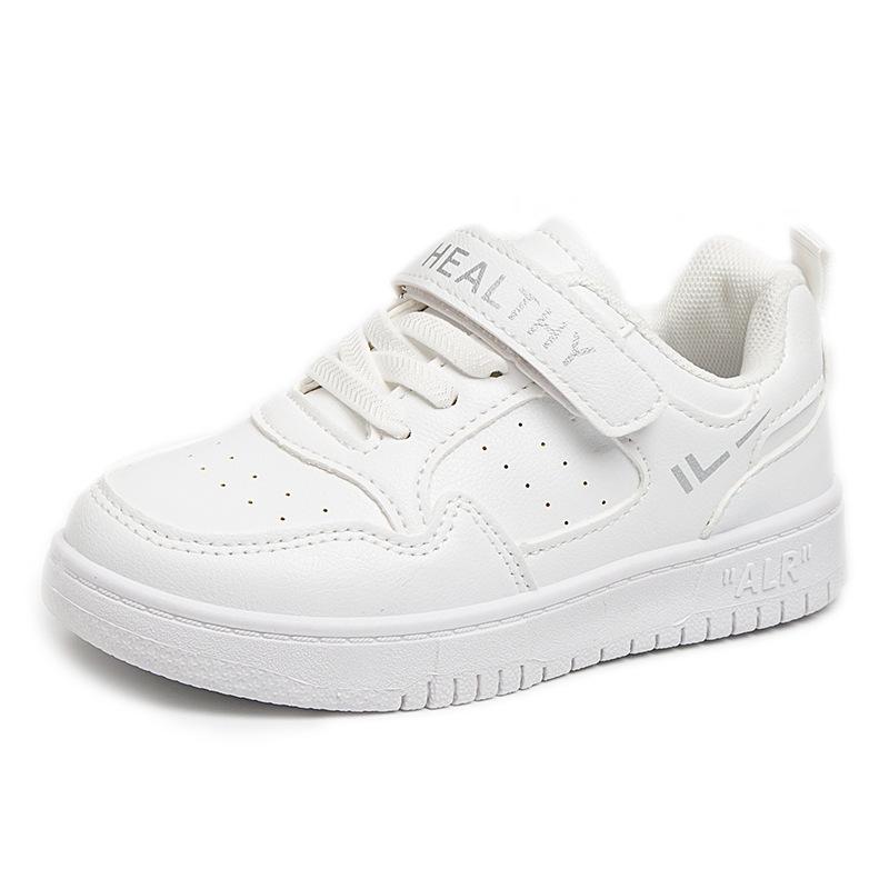 2025 spring and summer little white shoes children's mesh boys and girls board shoes medium and older children's leather versatile casual sports sho