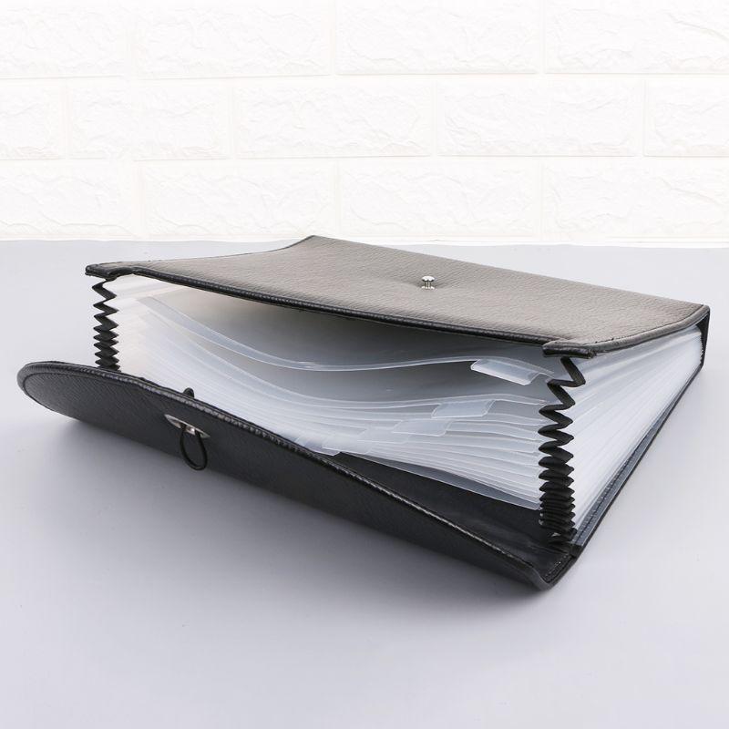 Fashion A4 Business Bag Men Lady Leather Pouch Paper File Folders Package Messenger Bags 13 Layers