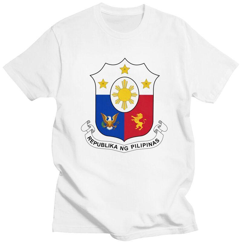 Custom Coat Of Arms Of Philippines Tshirts for Men Short Sleeves Leisure T Shirt Philippine Flag Tshirts 100 Cotton Tee Gift