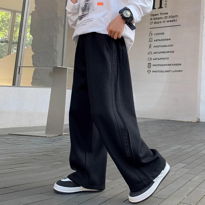 

Весенне-осенние детские брюки для мальчиков, повседневный стиль, свободный прямой крой, спортивные брюки, детские школьные спортивные штаны 170 чёрный