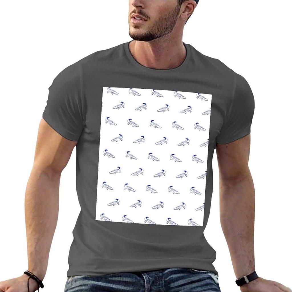 Blue Gator On White TShirt Festival Casual Short Sleeve