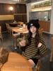 HEYGIRL Black Lazy Stripe 3.0 Korean Style Women's Autumn Loose Casual T-shirt
