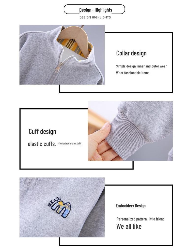 Chłopięca bluza ze stójką - Casualowy top z długim rękawem dla uczniów szkół podstawowych i gimnazjalnych, do noszenia wiosną/jesienią