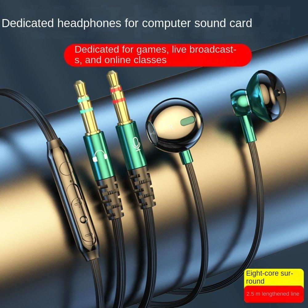in Ear 3.5mm Wired Earphones 3.5mm Jack Wired Headset Dual Jack Headphones  for Desktop/Computer/PC