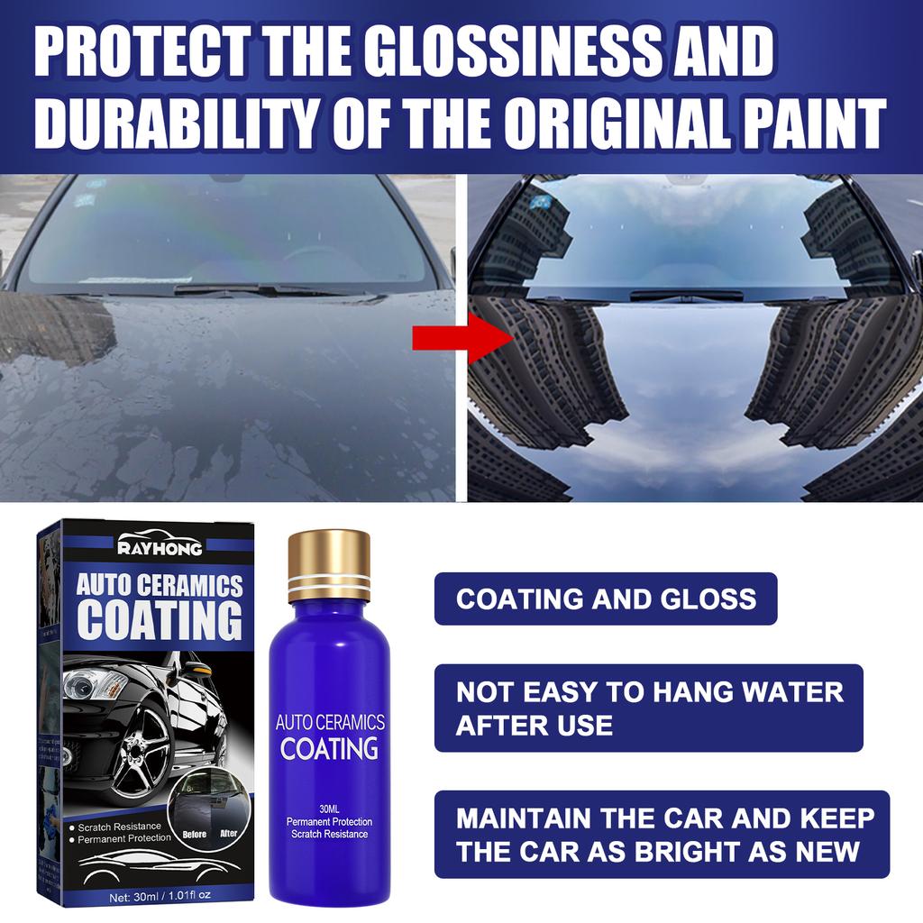 RAYHONG Car Ceramic Coating Spray Nano Coating Liquid Quartz 9H Hardness Waterproof Dustproof Anti Scratch Paint Sealant Polish Protection 30ml