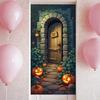 Party Backdrop Jack O'Lantern Event Banner Haunted House Banner Wooden Door Halloween Banner For Holiday Decor Haunted House