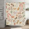 Vintage Summer Shower Curtain with Beach Umbrella Flippers Pattern Bathroom Decor Waterproof Liner Multicolor