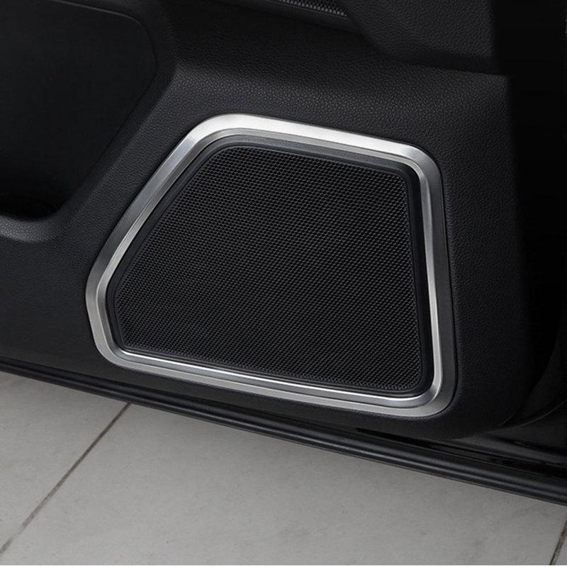 4 Stück für Porsche Macan 2015- Silber Edelstahl Tür Lautsprecher Horn Ring Rahmen Abdeckung Zierleiste