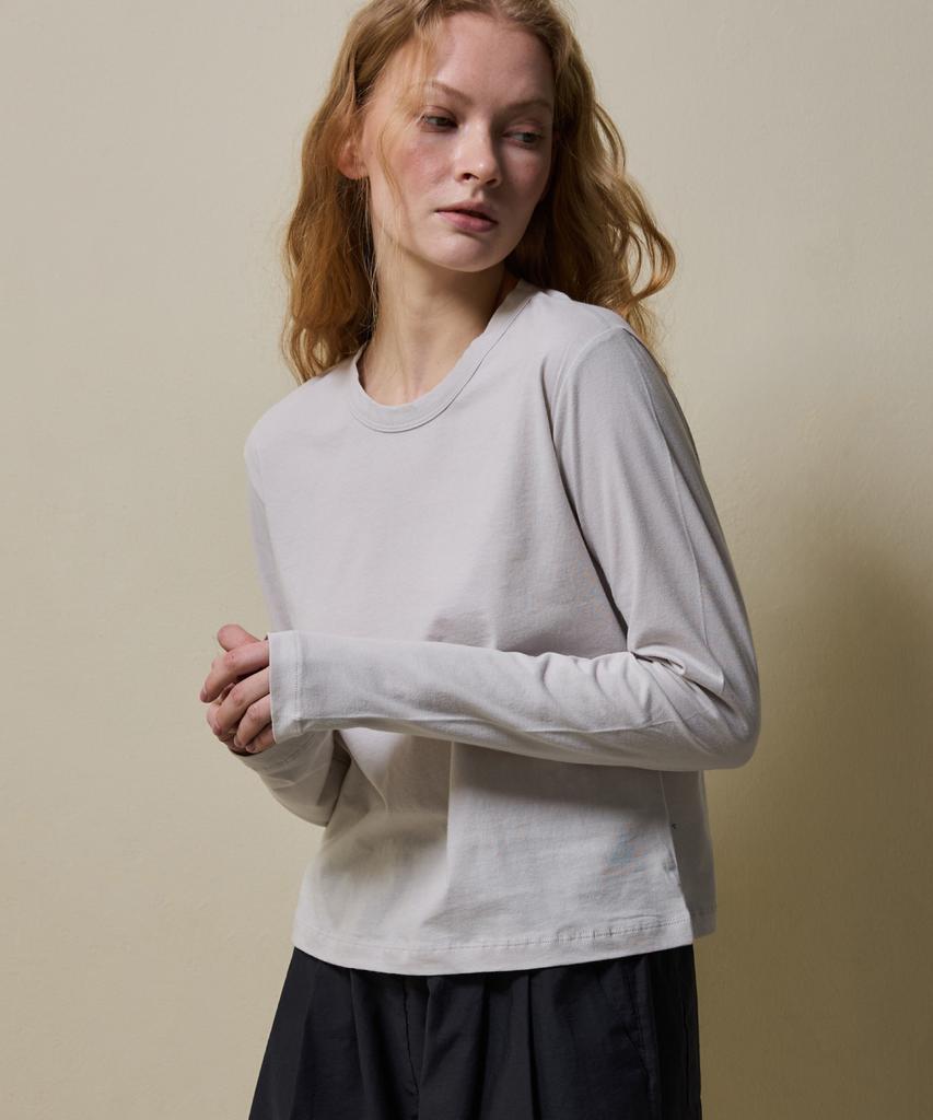 SHINE ON YOU Cotton Basic Long Sleeve T-Shirt_ Light Gray