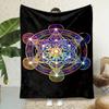 Metatrons Cube Print Flannel Throw Blanket  Reversible AllSeason Soft Polyester No Shedding