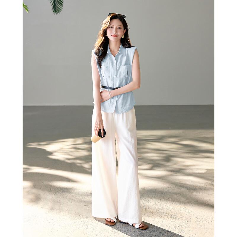 TERRE BLEUE Women s Sleeveless Top & Wide-Leg Pants Set L