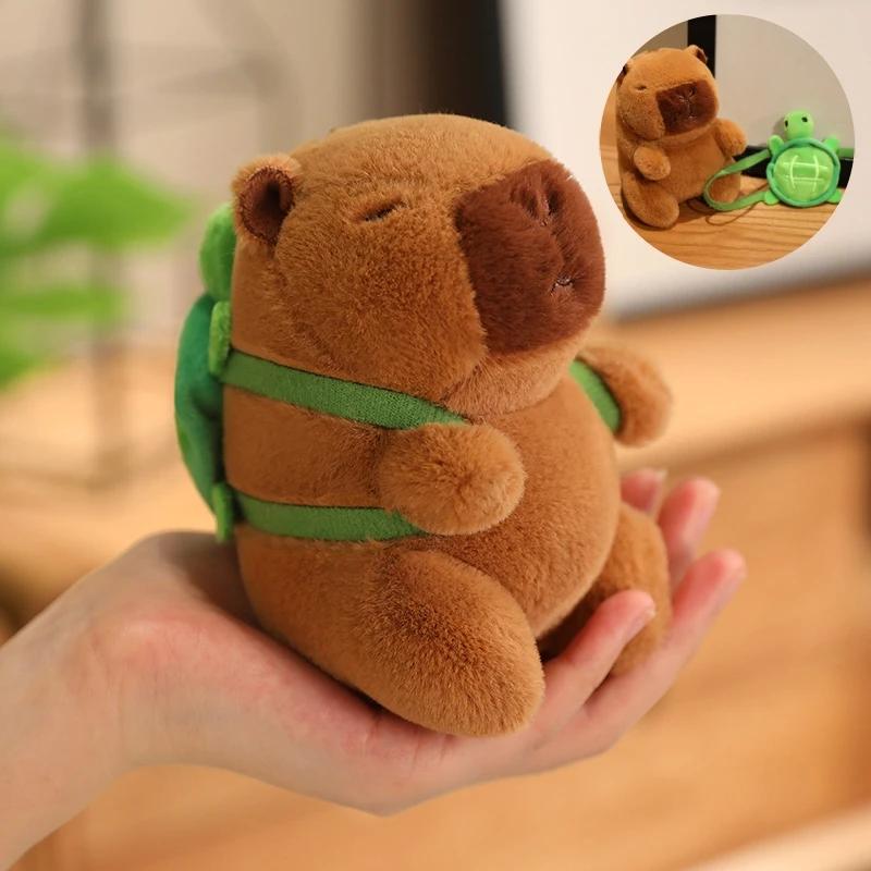 12cm Capybara Small Pendant Simulation Capibara Plushies Anime Toy With Pikachu Rabbit Cat Hat Doll Stuffed Animal Gifts