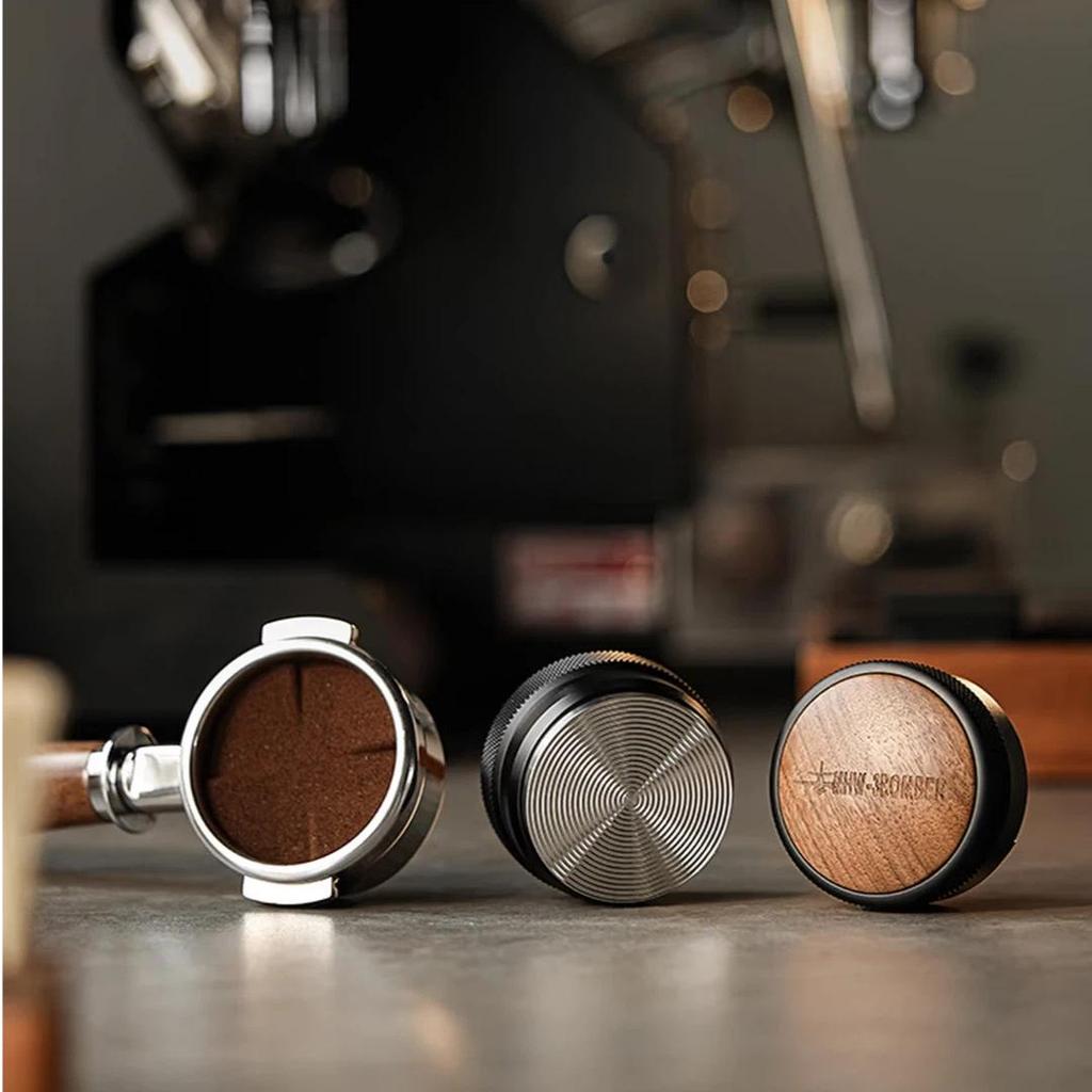 MHW-3BOMBER CD Series Coffee Grinder, Four-Rotor Tamper, Italian Espresso Tamper, Wooden Lid, Black, 58mm, for Home Use
