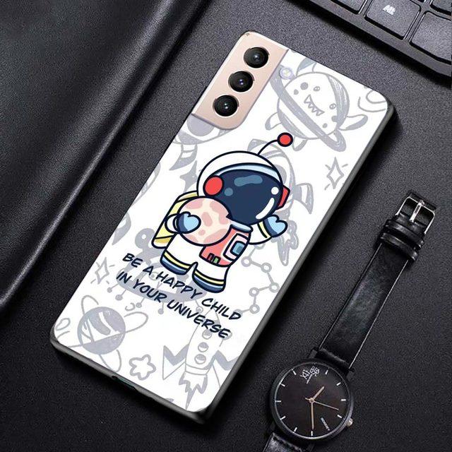 Phone Case For Samsung Galaxy S21 S20 Ultra S10 Plus Lite S21 S20 Fe 5g S10e S9 S8 S7 Edge Shell Fundas Cute Cartoon Astronaut