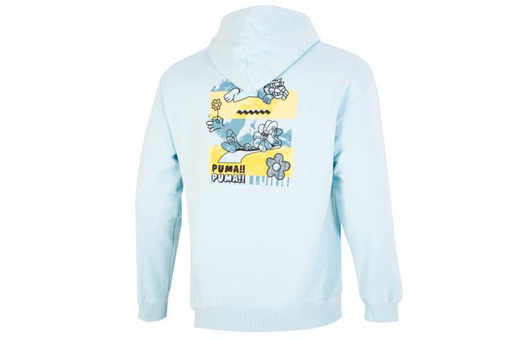 PUMA Downtown Sweatshirts Men s Sky Blue Hooded Moderate Regular 537753-30 XS