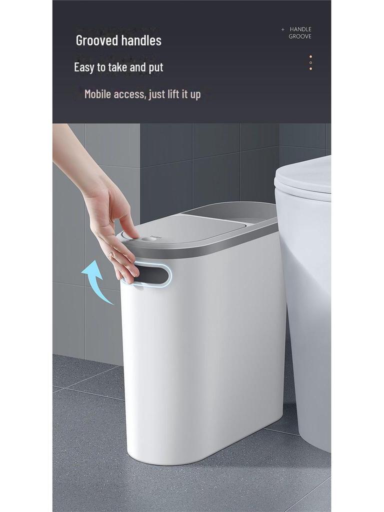 Narrow Gap Trash Can with Lid for Kitchen, Bathroom, and Bedroom