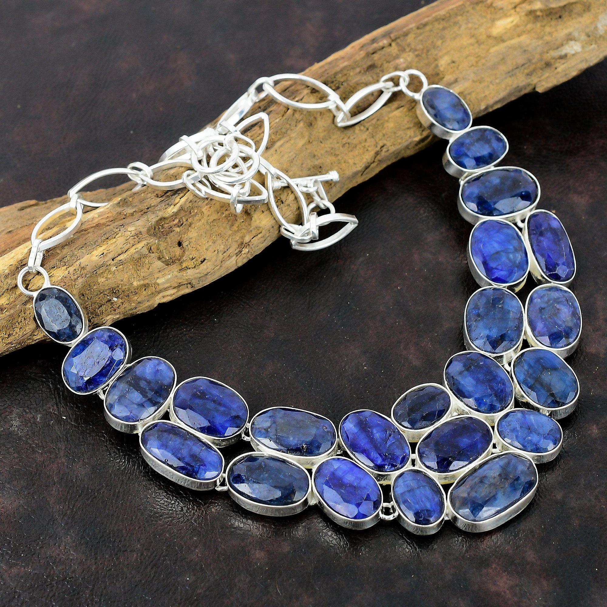 

Ожерелье-подвеска из стерлингового серебра 925 пробы с синим сапфиром, 18 дюймов