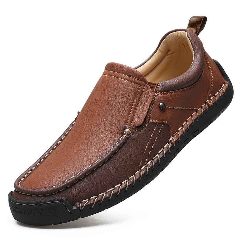 Scarpe casual da uomo in crosta di pelle fatte a mano, comode e traspiranti, mocassini da uomo, scarpe basse da lavoro, scarpe da guida