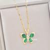 Emerald Butterfly Necklace Female Design High Sense Simple Versatile Collarbone Chain Jewelry