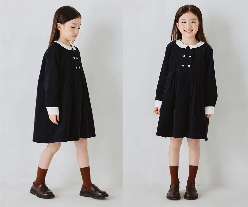 Honey Baby Formal Long Round Perfect for School Entrance Kindergarten Entrance and Birthdays Size Girls' Dress, Sleeves, Collar, Ceremonies, Recitals,