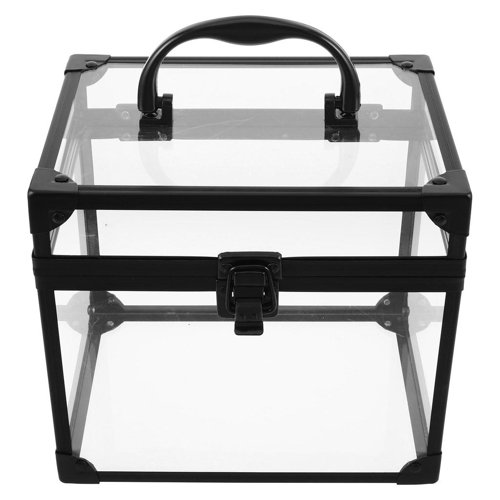 Vinyl Record Storage Box with Carry Handle Acrylic Album Organizer Case for Dust Free Display and Transport in Living Room Study