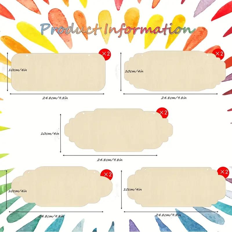 

10Pcs DIY Unfinished Wooden Signs Rectangular & Oval Blank Hanging Decorations for Home Craft Projects