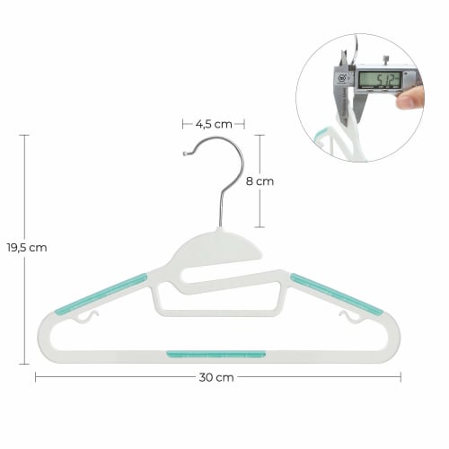 SONGMICS Children's Hangers, Non-Slip Junior Hangers, Kids' Hangers, Baby Hangers, Shape-Retaining Hangers, Collar Protection, Space-Saving, Slim, Mul