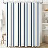 Classic Blue White Striped Shower Curtain Waterproof Bath Mat Decorative Liner Rectangular Size Customizable for Bathroom