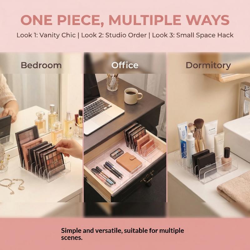 New 7-Compartment Makeup Organizer Desktop Eyeshadow Palette Display Box Makeup Blush Cosmetic Shelf Make Up Tool Storage Holder