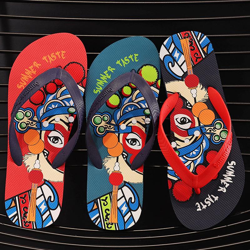 

Slippers men s summer non-slip Guochao flip-flops trend personalized outdoor new pinch men s sandals outside wearing beach shoes 38-39