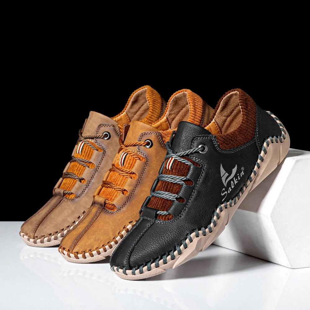 Plus Size 48 Man's Casual Shoes Microfiber Leather Mens Driving Wallking Shoes Loafers Outdoor Sports Sneakers