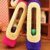 Kitten Cat Toy Long Rolling Sisal Scratching Post Interactive Toy Pet Cat Supplies Feather Toy with 3 Roller Ball Color Random