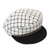 Small fragrant plaid soft brim octagonal hat children autumn and winter elegant fashion versatile metal chain decorative beret